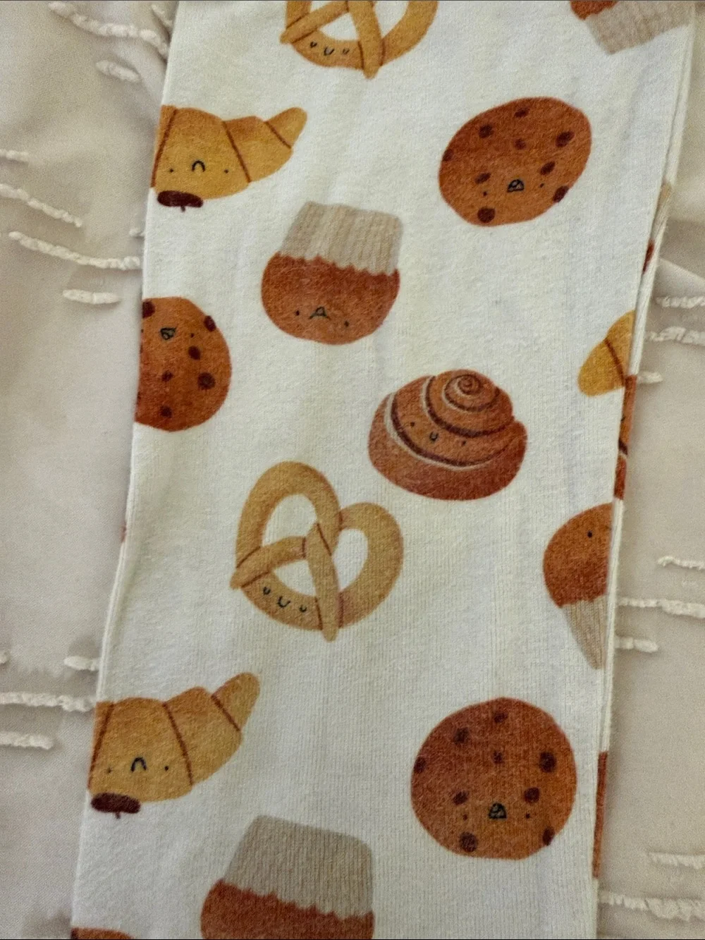 Old Navy White Kids Pajama Top with Brown & Yellow Bakery Print